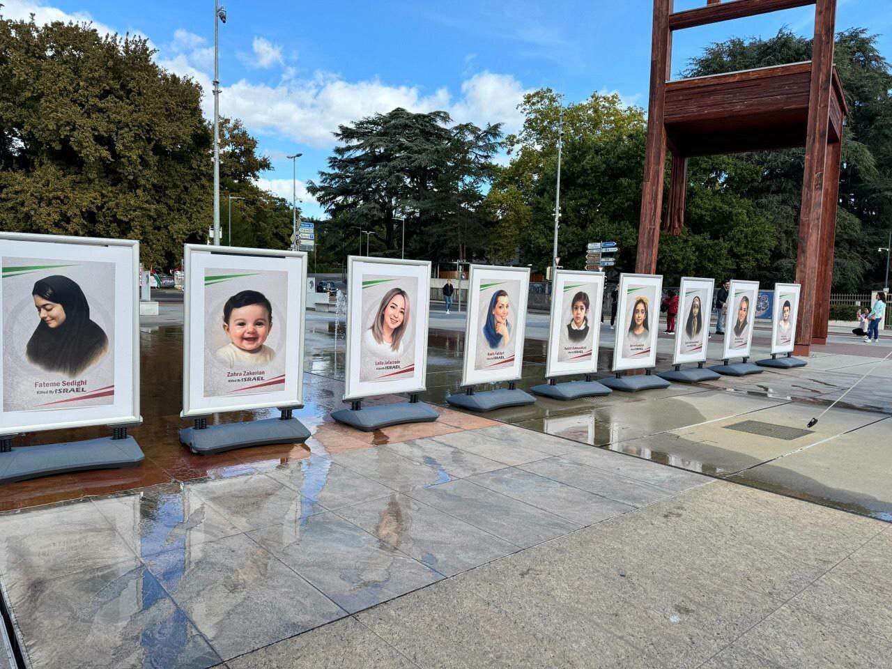 Photo exhibition of Iranian martyrs of the 12-day imposed war held in front of the UN office in Geneva
